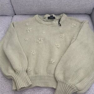 Green Floral Embroidered Sweater